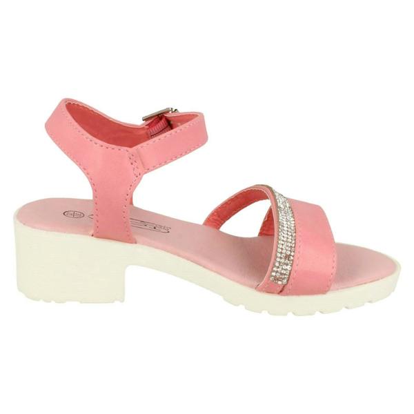 Spot On Girls Spot On Mid Heel Diamante Strap Ankle Buckle Sandal