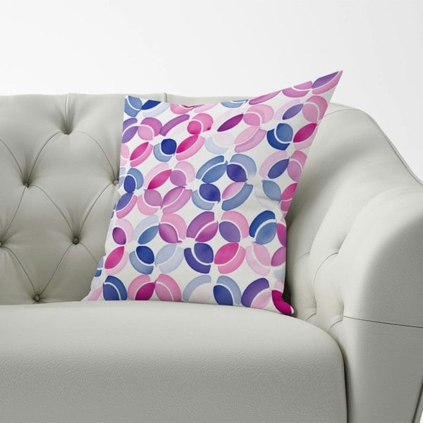 Warren Reed Interlocking Pink Blue Shape Cushions