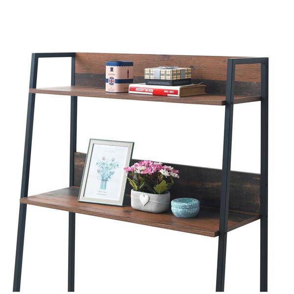 Timber Art Design Rustic Retro Ladder Bookcase Desk Shelving Shelf Unit 3 Tier