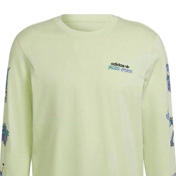 Adidas Mens Stoked Graphic Print Cotton Regular Long-Sleeved T-Shirt - Green - 