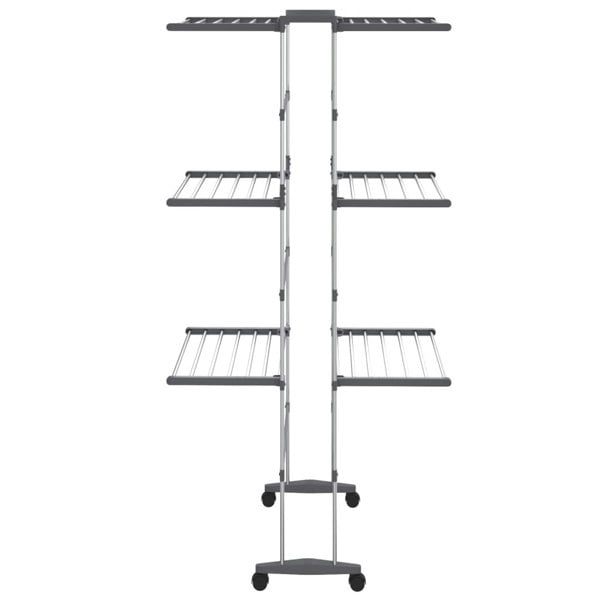 Berkfield 3-Tier Laundry Drying Rack with Wheels Silver 60x70x129 cm