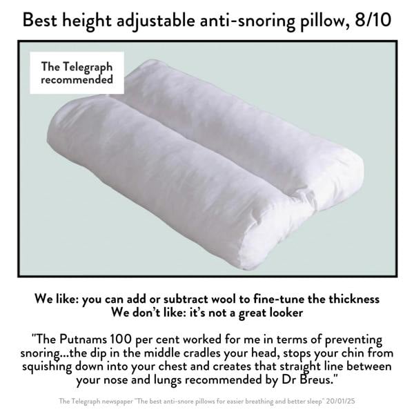 Putnams British Wool Contour Pillow - Anti-Snoring