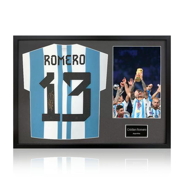 Cristian Romero Signed Argentina Shirt Classic Frame