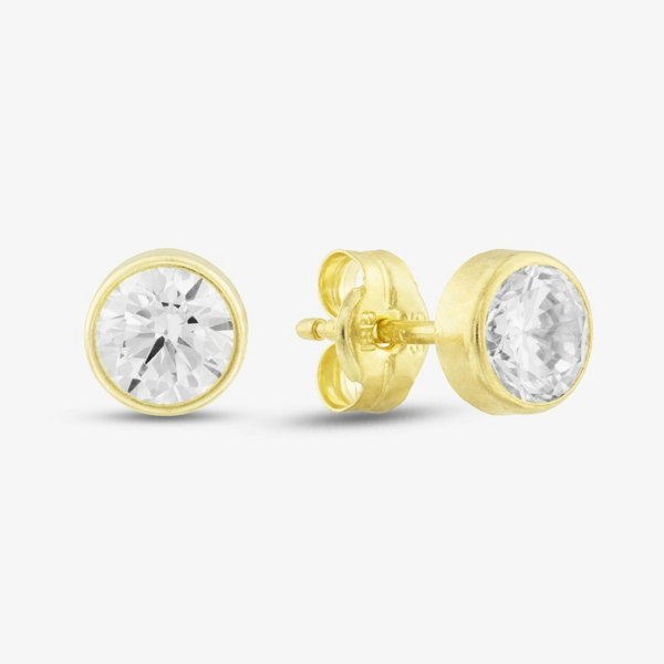 T. H. Baker 9ct Gold 5mm Cubic Zirconia Round Stud Earrings 1573423