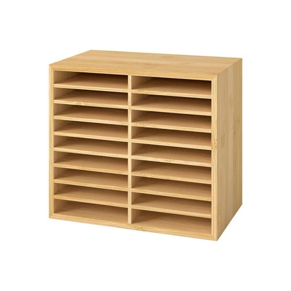 Levede Marker Pen Storage Bamboo 18 Compartment Desk Organiser Craft Stationary