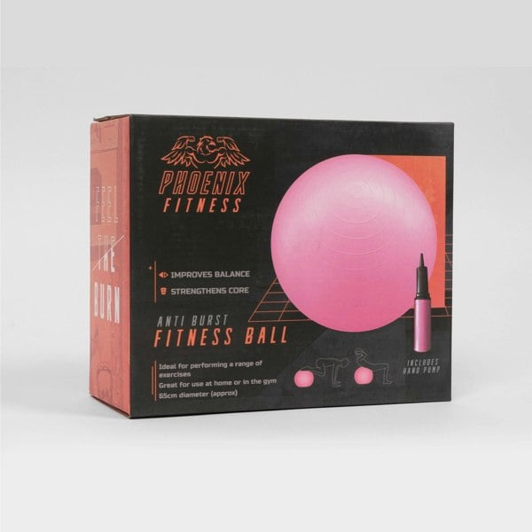 Phoenix Fitness Anti-Burst Fitness Ball with Pump - Pink