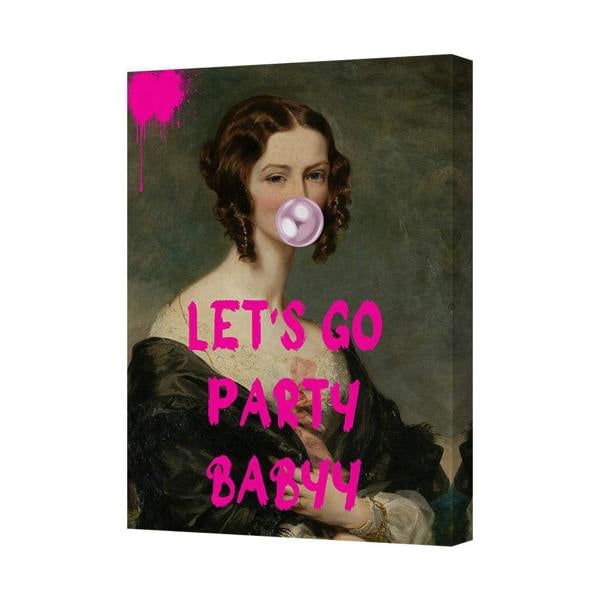 Benjamin Tate Design Canvas Wall Art Lets Go Party Baby Pink Graffiti Pop Art