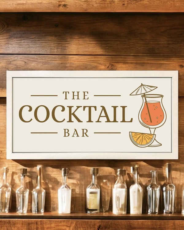 Personalised Cocktail Bar Wall Art - Framed Print for Home Bars