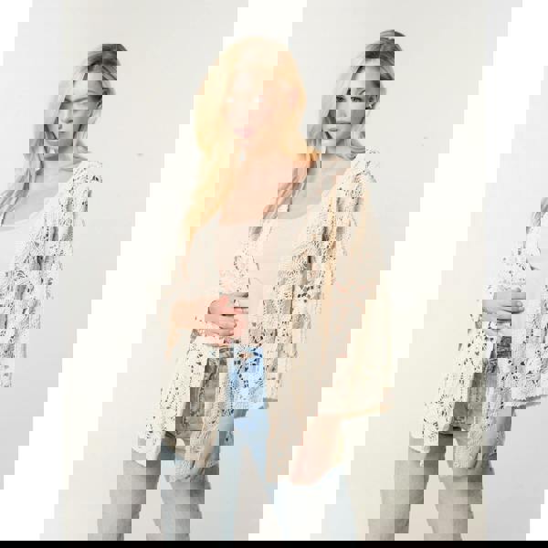 Blue Vanilla Crochet Tie Front Cardigan