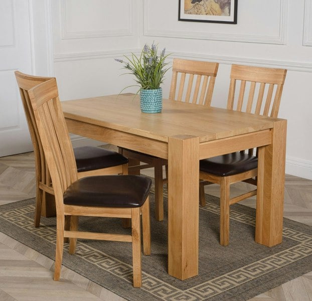 That's Furniture Kuba Medium Oak Dining Table with Harvard Oak Chairs
