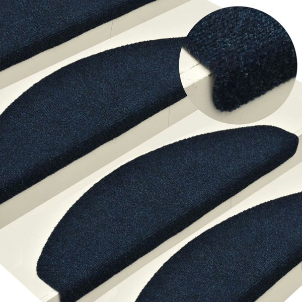 Berkfield Self-adhesive Stair Mats 5 pcs Navy 56x17x3 cm Needle Punch
