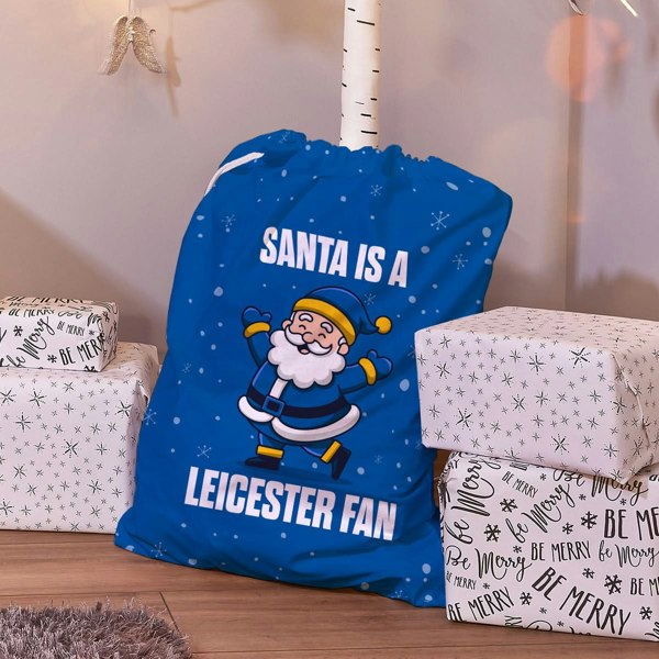 BritishmadeGifts Santa is a Leicester Fan - Football Fan Santa Sack