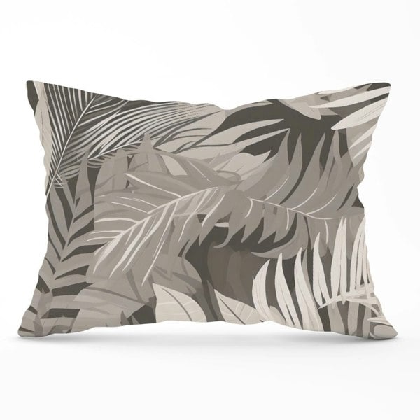 Warren Reed Grey Brown Tropical Leaves Cushions