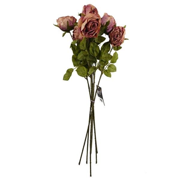 Leaf Pack of 6 x 70cm Artificial Dark Pink Rose