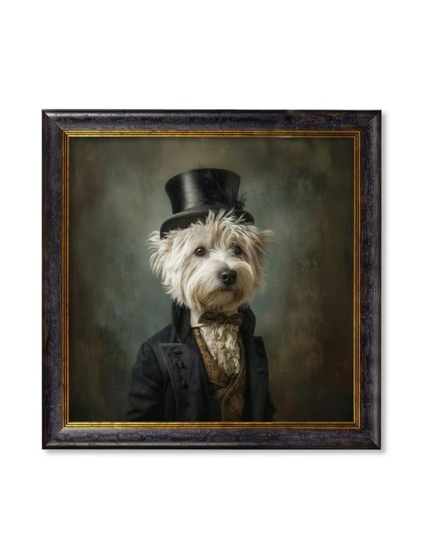 Exceptional Art Lord Westly Whitetail - Gentleman Westie Oxford Square Frame
