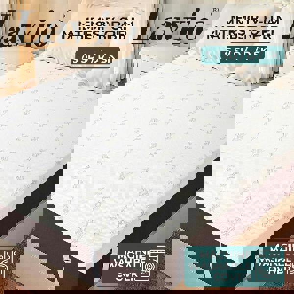 Lavio Memory Foam Mattress Topper 7cm Single Double Dual Layer Washable Non Slip