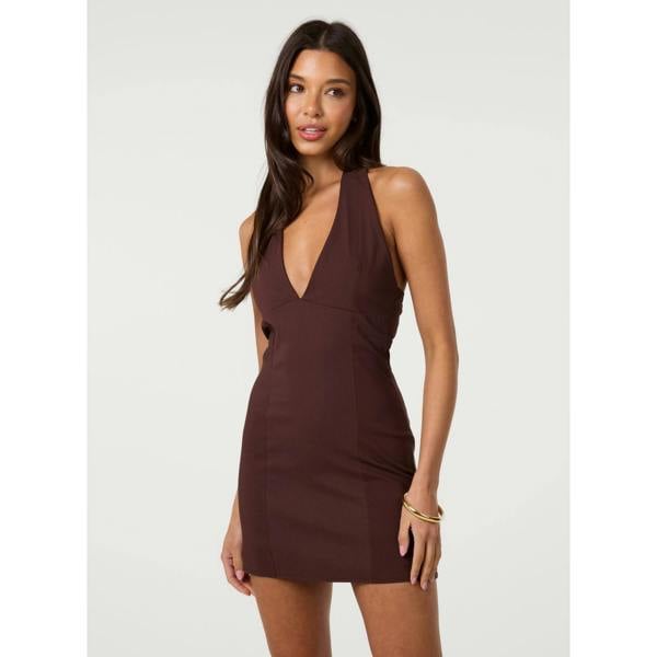 Pink Vanilla Bengaline Halter Mini Dress