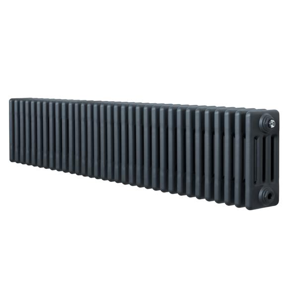 Traditional anthracite 4 column radiator, 300 x 1505mm, featuring a sleek, elongated design with a textured finish for efficient heating