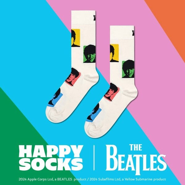 Happy Socks - The Beatles Silhouettes Socks, White - Boxers - and - Briefs.net