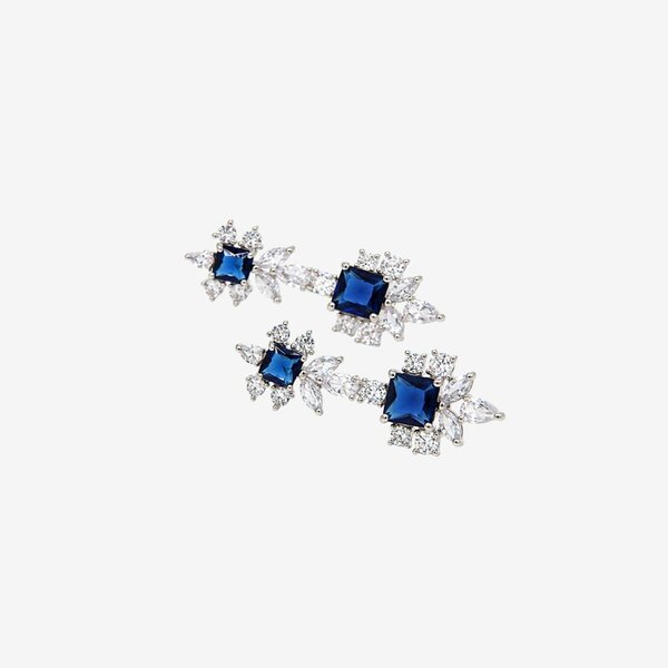 Uchi & Soto Hanabi Blue and Silver Stone Earrings