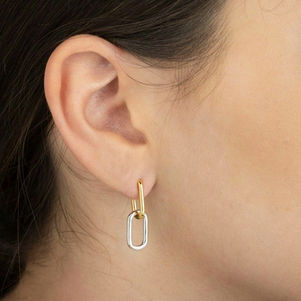 Gold Trip Two Tone Convertible Oval Hoop Earrings