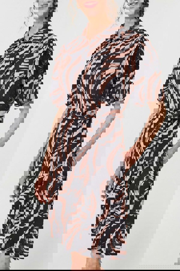 Pink | Brushstroke Print Short Shirt Dress
