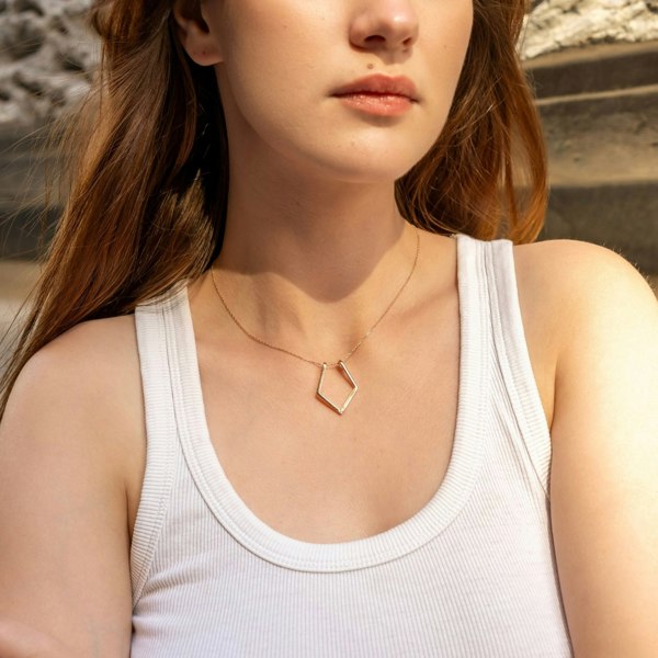 Spero London Fine Diamond Rhombus Ring Holder Necklace in Sterling Silver