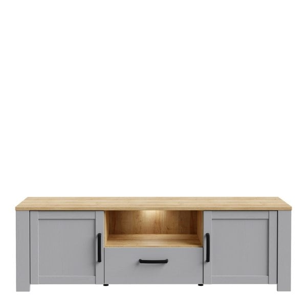 Furniture To Go Bohol 2 Door 1 Drawer TV Unit in Grey/Riviera Oak
