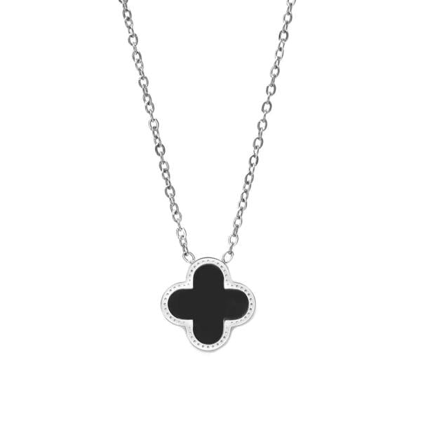 Say It With Clover Necklace Christmas Cracker - Silver & Black