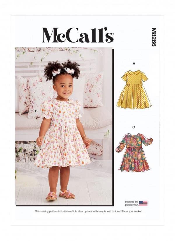 McCalls 8266 Paper Sewing Pattern – Baby & Kids' Dress, Size 1 / 2-4, Easy