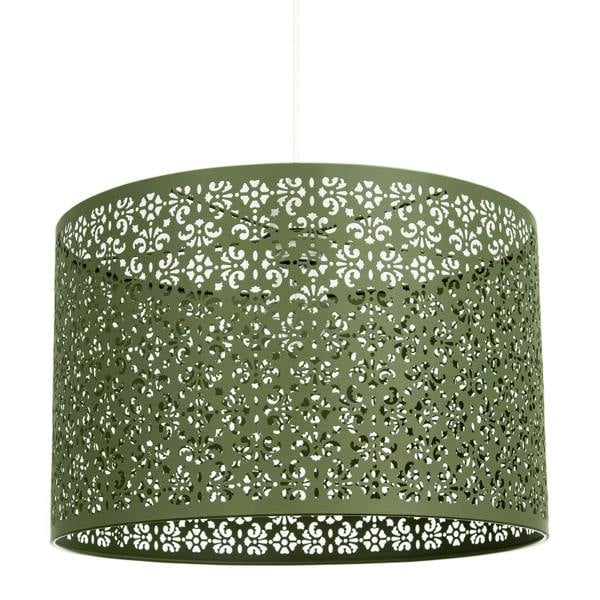 Moroccan Designed Large Olive Metal Pendant Shade with Floral Decor Image 1