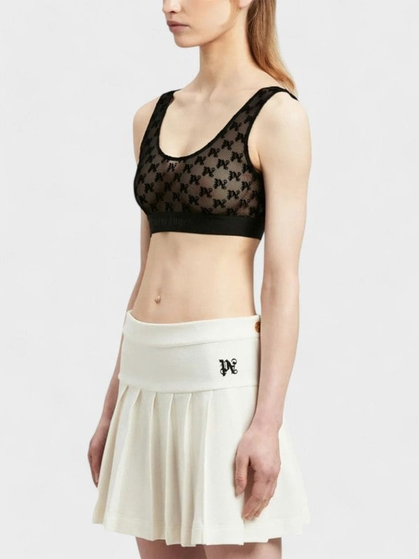 Palm Angels Monogram Lace Bra Black - Supplied FashionPalm Angels