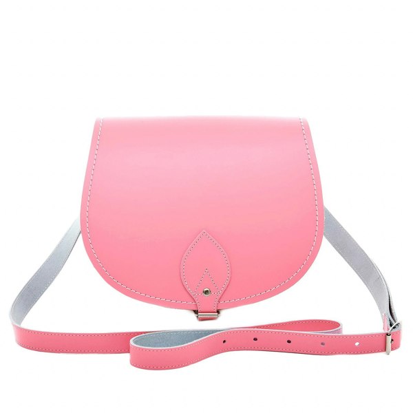 Zatchels Handmade Leather Saddle Bag - Pastel Pink