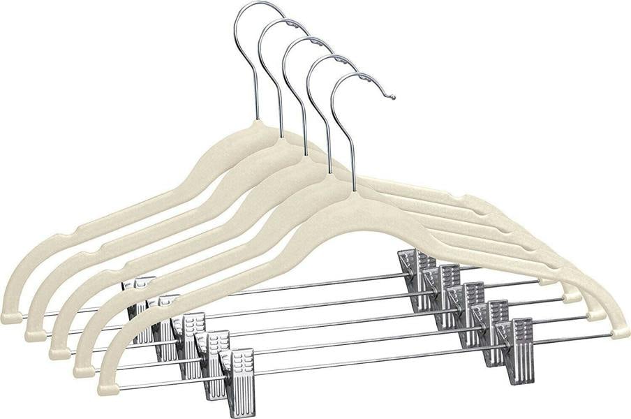 HYGRAD BUILT TO SURVIVE Pack of 12 Velvet Trousers Hangers Velvet Coat Hangers With Clips Velvet Hangers Wardrobe Clip Hangers Space Saving Hangers