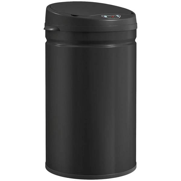 Black 30L stainless steel sensor trash bin with top control panel