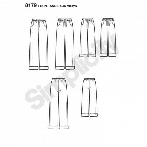 Simplicity Sewing Pattern 8179, Trousers, Pyjamas for Kids, Men, Teenagers, Women, A (XS - L / XS - XL) - Easy