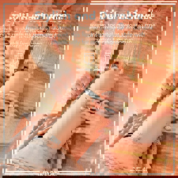 A person removes an orange stainless steel flask from a backpack while wearing a striped outfit. Text reads: Stylish and Durable. Available in trendy designer colours with durable powder paint, this flask combines style with practicality for any occasion. Stainless steel ION8 TRAVEL FLASK.