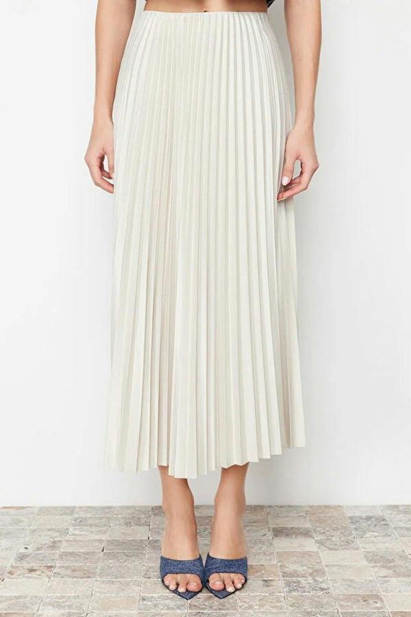 WOVCOR Pleated Maxi Stretch Knit Skirt