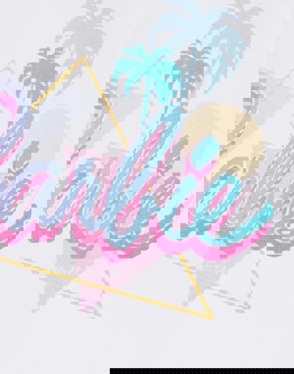 Barbie Womens White Pastel Palm Trees Short Sleeved T-Shirt