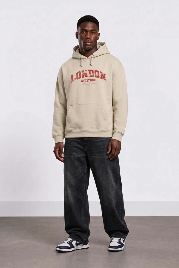 Relaxed Fit Collegiate Graphic Hoodie in Red - Stone
