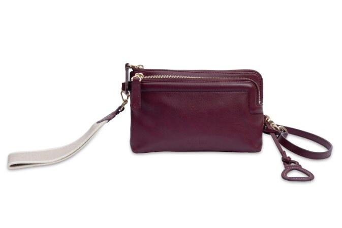 SADDLER Heather Leather Clutch & Crossbody Bag - Handmade by Saddler  – Versatile & Compact - Bordeaux