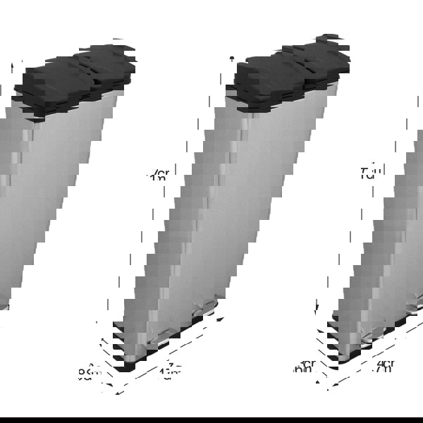 Monstershop 60L Dual Pedal Bin In Stainless Steel