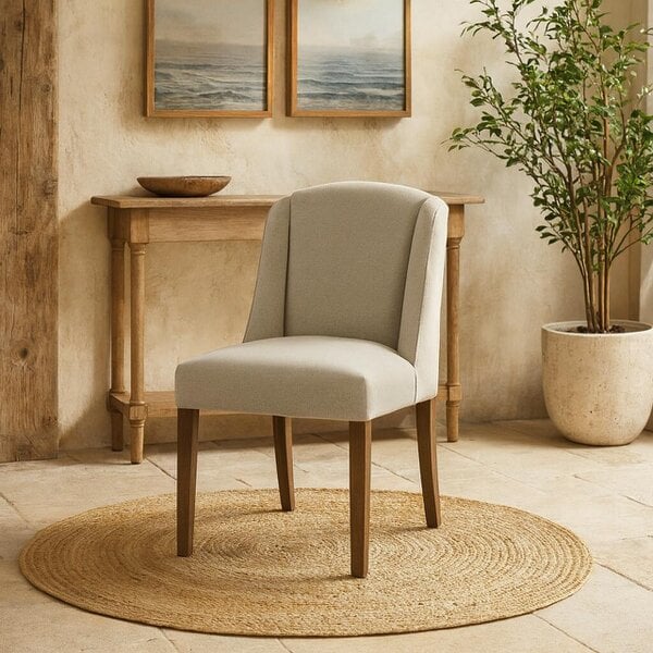Wyld Haus Olargues Soft Grey Upholstered Dining Chair Pared Back