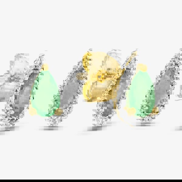 T. H. Baker 9ct Gold Diamond Emerald Pear Shape Stud Earrings VE0S604 9KY/EM