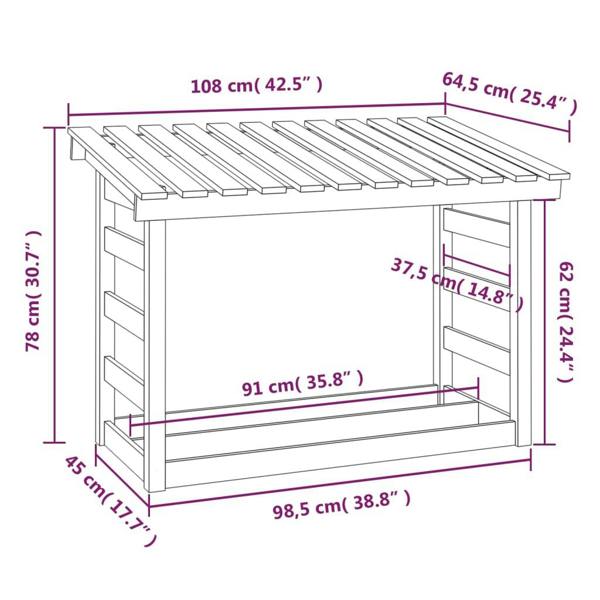 Berkfield Firewood Rack 108x64.5x78 cm Solid Wood Pine