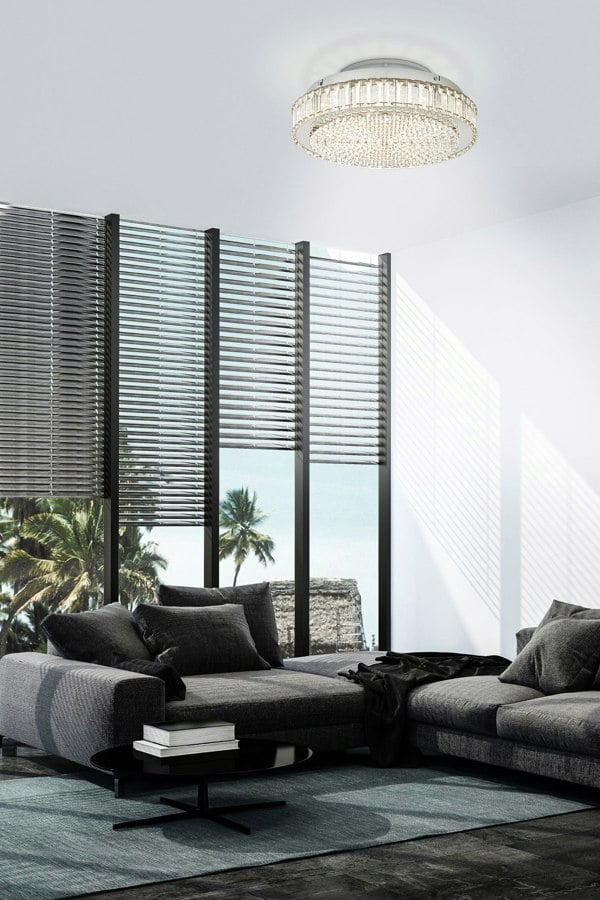 EGLO Balparda Chrome Crystal LED Ceiing Light, (D) 41cm