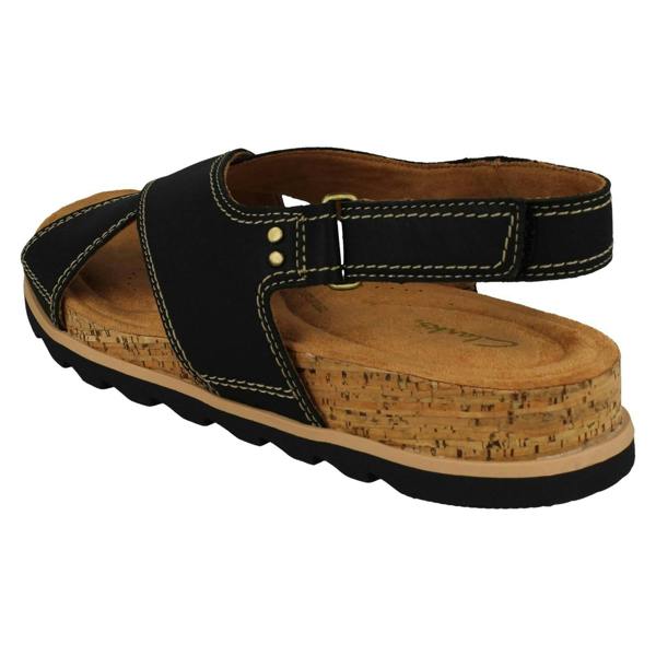Clarks Ladies Clarks Cross Detailed Slingback Wedge Sandals Yacht Cross