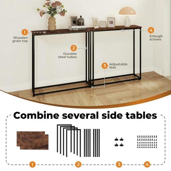 Levede Console Hall Table Slim Wooden Entryway Hallway Sofa Display Shelf Metal Frame