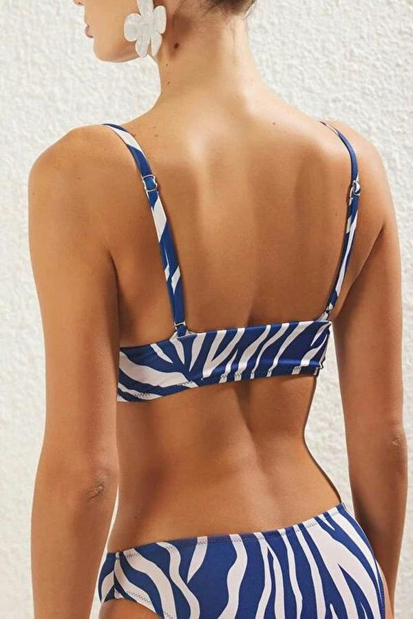 WOVCOR Patterned Triangle Covered Bikini Top