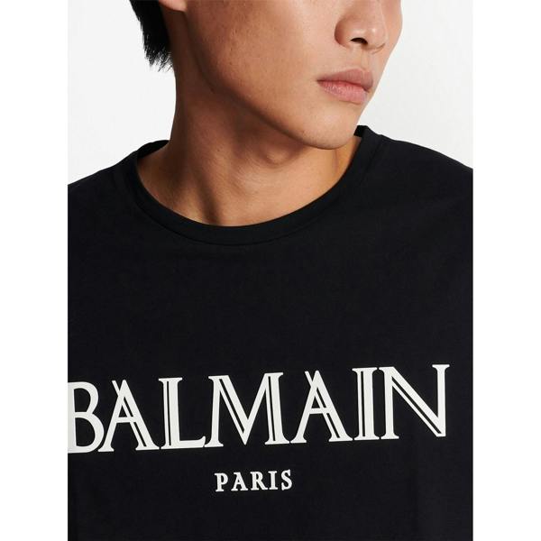Balmain Rubber Roman Logo Oversized T-Shirt   in  Black